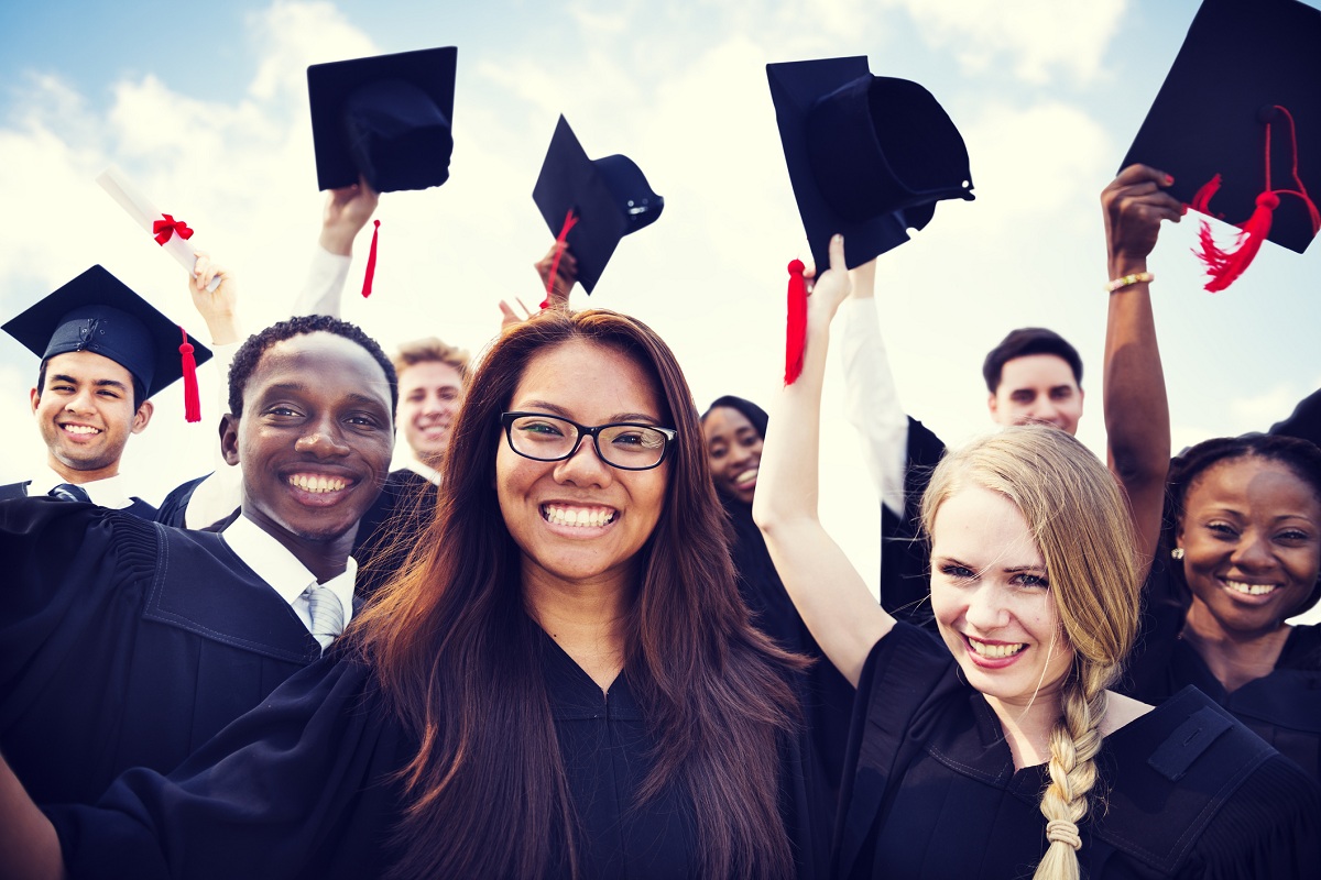 Group of Diverse International Students Celebrating Graduation