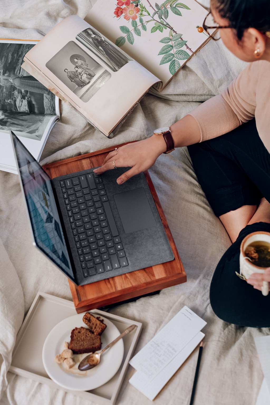 Image of a student girl making a research for a university.